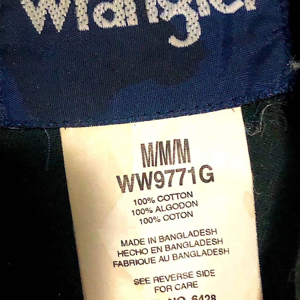 Two wrangler pearl snap button down shirts